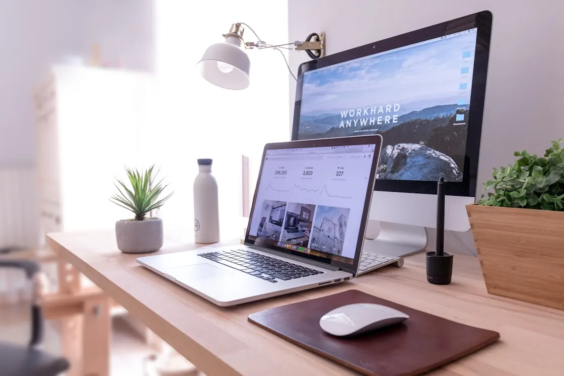 A finished site running on a desktop and a laptop, real content and all.